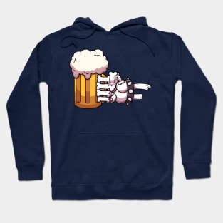 Skeleton Hand Holding Beer Cartoon Hoodie